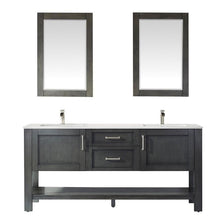 Load image into Gallery viewer, Vinnova Vanity Vinnova Grayson 72&quot; Double Vanity in Rust Black and Composite Carrara White Stone Countertop With Mirror
