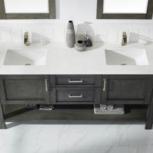 Load image into Gallery viewer, Vinnova Vanity Vinnova Grayson 72&quot; Double Vanity in Rust Black and Composite Carrara White Stone Countertop With Mirror