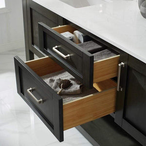 Vinnova Vanity Vinnova Grayson 72" Double Vanity in Rust Black and Composite Carrara White Stone Countertop With Mirror