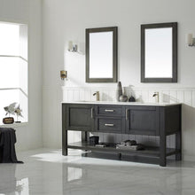 Load image into Gallery viewer, Vinnova Vanity Vinnova Grayson 72&quot; Double Vanity in Rust Black and Composite Carrara White Stone Countertop With Mirror