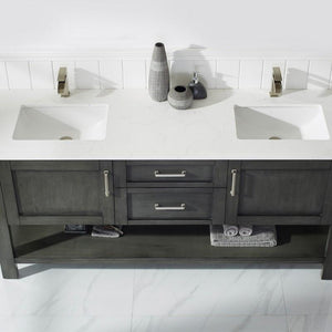 Vinnova Vanity Vinnova Grayson 72" Double Vanity in Rust Black and Composite Carrara White Stone Countertop Without Mirror