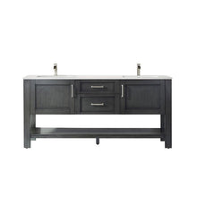 Load image into Gallery viewer, Vinnova Vanity Vinnova Grayson 72&quot; Double Vanity in Rust Black and Composite Carrara White Stone Countertop Without Mirror