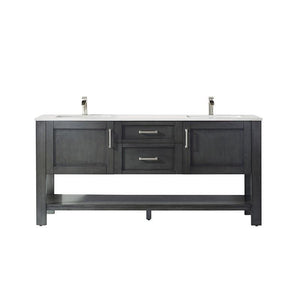 Vinnova Vanity Vinnova Grayson 72" Double Vanity in Rust Black and Composite Carrara White Stone Countertop Without Mirror