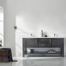 Load image into Gallery viewer, Vinnova Vanity Vinnova Grayson 72&quot; Double Vanity in Rust Black and Composite Carrara White Stone Countertop Without Mirror