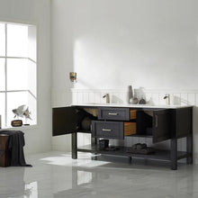 Load image into Gallery viewer, Vinnova Vanity Vinnova Grayson 72&quot; Double Vanity in Rust Black and Composite Carrara White Stone Countertop Without Mirror