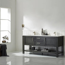 Load image into Gallery viewer, Vinnova Vanity Vinnova Grayson 72&quot; Double Vanity in Rust Black and Composite Carrara White Stone Countertop Without Mirror