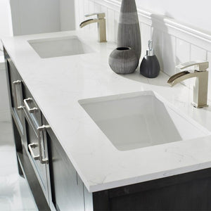 Vinnova Vanity Vinnova Grayson 72" Double Vanity in Rust Black and Composite Carrara White Stone Countertop Without Mirror