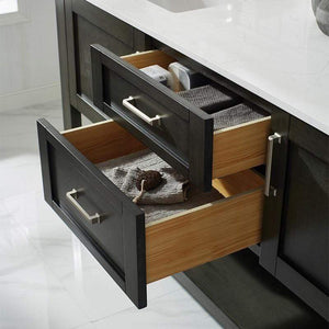 Vinnova Vanity Vinnova Grayson 72" Double Vanity in Rust Black and Composite Carrara White Stone Countertop Without Mirror