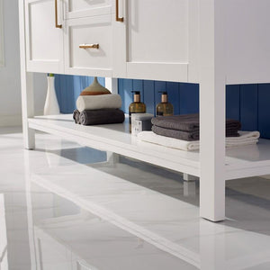 Vinnova Vanity Vinnova Grayson 72" Double Vanity in White and Composite Carrara White Stone Countertop With Mirror