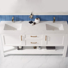 Load image into Gallery viewer, Vinnova Vanity Vinnova Grayson 72&quot; Double Vanity in White and Composite Carrara White Stone Countertop With Mirror