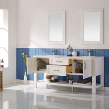 Load image into Gallery viewer, Vinnova Vanity Vinnova Grayson 72&quot; Double Vanity in White and Composite Carrara White Stone Countertop With Mirror