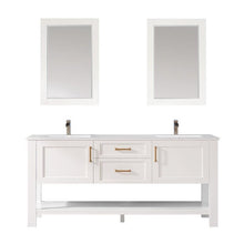 Load image into Gallery viewer, Vinnova Vanity Vinnova Grayson 72&quot; Double Vanity in White and Composite Carrara White Stone Countertop With Mirror