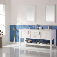 Load image into Gallery viewer, Vinnova Vanity Vinnova Grayson 72&quot; Double Vanity in White and Composite Carrara White Stone Countertop With Mirror