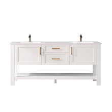 Load image into Gallery viewer, Vinnova Vanity Vinnova Grayson 72&quot; Double Vanity in White and Composite Carrara White Stone Countertop Without Mirror