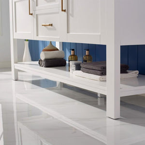 Vinnova Vanity Vinnova Grayson 72" Double Vanity in White and Composite Carrara White Stone Countertop Without Mirror