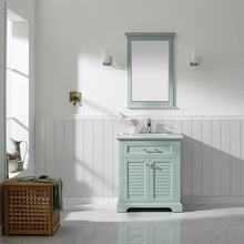 Load image into Gallery viewer, Vinnova Vanity Vinnova Lorna 30&quot; Single Vanity in Finnish Green and Composite Carrara White Stone Countertop With Mirror