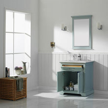Load image into Gallery viewer, Vinnova Vanity Vinnova Lorna 30&quot; Single Vanity in Finnish Green and Composite Carrara White Stone Countertop With Mirror