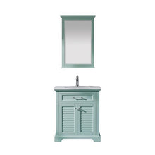 Load image into Gallery viewer, Vinnova Vanity Vinnova Lorna 30&quot; Single Vanity in Finnish Green and Composite Carrara White Stone Countertop With Mirror