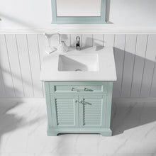 Load image into Gallery viewer, Vinnova Vanity Vinnova Lorna 30&quot; Single Vanity in Finnish Green and Composite Carrara White Stone Countertop With Mirror