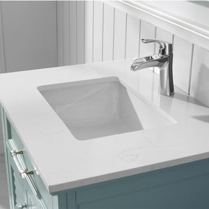 Vinnova Vanity Vinnova Lorna 30" Single Vanity in Finnish Green and Composite Carrara White Stone Countertop With Mirror