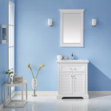 Load image into Gallery viewer, Vinnova Vanity Vinnova Lorna 30&quot; Single Vanity in White and Composite Carrara White Stone Countertop With Mirror