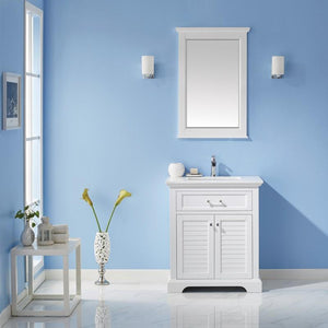 Vinnova Vanity Vinnova Lorna 30" Single Vanity in White and Composite Carrara White Stone Countertop With Mirror