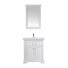 Load image into Gallery viewer, Vinnova Vanity Vinnova Lorna 30&quot; Single Vanity in White and Composite Carrara White Stone Countertop With Mirror