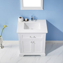 Load image into Gallery viewer, Vinnova Vanity Vinnova Lorna 30&quot; Single Vanity in White and Composite Carrara White Stone Countertop With Mirror