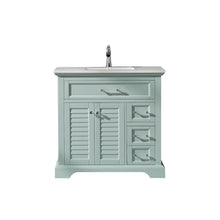 Load image into Gallery viewer, Vinnova Vanity Vinnova Lorna 36&quot; Single Vanity in Finnish Green and Composite Carrara White Stone Countertop Without Mirror