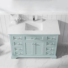 Load image into Gallery viewer, Vinnova Vanity Vinnova Lorna 48&quot; Single Vanity in Finnish Green and Composite Carrara White Stone Countertop Without Mirror
