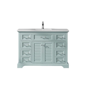 Vinnova Vanity Vinnova Lorna 48" Single Vanity in Finnish Green and Composite Carrara White Stone Countertop Without Mirror