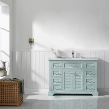 Load image into Gallery viewer, Vinnova Vanity Vinnova Lorna 48&quot; Single Vanity in Finnish Green and Composite Carrara White Stone Countertop Without Mirror