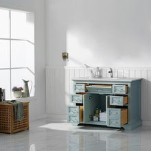 Load image into Gallery viewer, Vinnova Vanity Vinnova Lorna 48&quot; Single Vanity in Finnish Green and Composite Carrara White Stone Countertop Without Mirror
