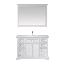 Load image into Gallery viewer, Vinnova Vanity Vinnova Lorna 48&quot; Single Vanity in White and Composite Carrara White Stone Countertop With Mirror