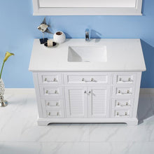 Load image into Gallery viewer, Vinnova Vanity Vinnova Lorna 48&quot; Single Vanity in White and Composite Carrara White Stone Countertop With Mirror
