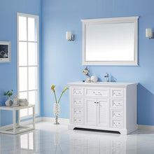 Load image into Gallery viewer, Vinnova Vanity Vinnova Lorna 48&quot; Single Vanity in White and Composite Carrara White Stone Countertop With Mirror