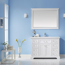 Load image into Gallery viewer, Vinnova Vanity Vinnova Lorna 48&quot; Single Vanity in White and Composite Carrara White Stone Countertop With Mirror