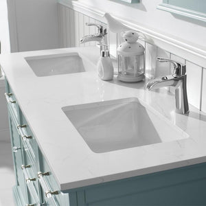 Vinnova Vanity Vinnova Lorna 60" Double Vanity in Finnish Green and Composite Carrara White Stone Countertop With Mirror