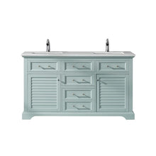 Load image into Gallery viewer, Vinnova Vanity Vinnova Lorna 60&quot; Double Vanity in Finnish Green and Composite Carrara White Stone Countertop Without Mirror