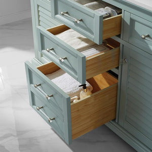 Vinnova Vanity Vinnova Lorna 60" Double Vanity in Finnish Green and Composite Carrara White Stone Countertop Without Mirror