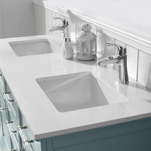 Load image into Gallery viewer, Vinnova Vanity Vinnova Lorna 60&quot; Double Vanity in Finnish Green and Composite Carrara White Stone Countertop Without Mirror