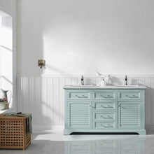Load image into Gallery viewer, Vinnova Vanity Vinnova Lorna 60&quot; Double Vanity in Finnish Green and Composite Carrara White Stone Countertop Without Mirror