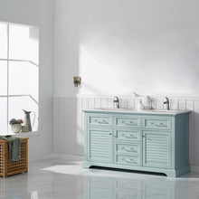 Load image into Gallery viewer, Vinnova Vanity Vinnova Lorna 60&quot; Double Vanity in Finnish Green and Composite Carrara White Stone Countertop Without Mirror