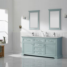 Load image into Gallery viewer, Vinnova Vanity Vinnova Lorna 72&quot; Double Vanity in Finnish Green and Composite Carrara White Stone Countertop With Mirror