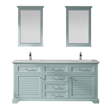 Load image into Gallery viewer, Vinnova Vanity Vinnova Lorna 72&quot; Double Vanity in Finnish Green and Composite Carrara White Stone Countertop With Mirror