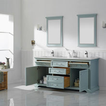 Load image into Gallery viewer, Vinnova Vanity Vinnova Lorna 72&quot; Double Vanity in Finnish Green and Composite Carrara White Stone Countertop With Mirror