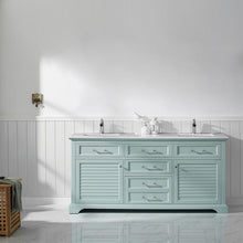 Load image into Gallery viewer, Vinnova Vanity Vinnova Lorna 72&quot; Double Vanity in Finnish Green and Composite Carrara White Stone Countertop Without Mirror
