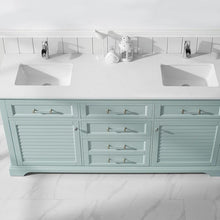 Load image into Gallery viewer, Vinnova Vanity Vinnova Lorna 72&quot; Double Vanity in Finnish Green and Composite Carrara White Stone Countertop Without Mirror