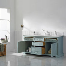 Load image into Gallery viewer, Vinnova Vanity Vinnova Lorna 72&quot; Double Vanity in Finnish Green and Composite Carrara White Stone Countertop Without Mirror
