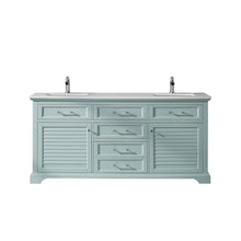 Load image into Gallery viewer, Vinnova Vanity Vinnova Lorna 72&quot; Double Vanity in Finnish Green and Composite Carrara White Stone Countertop Without Mirror